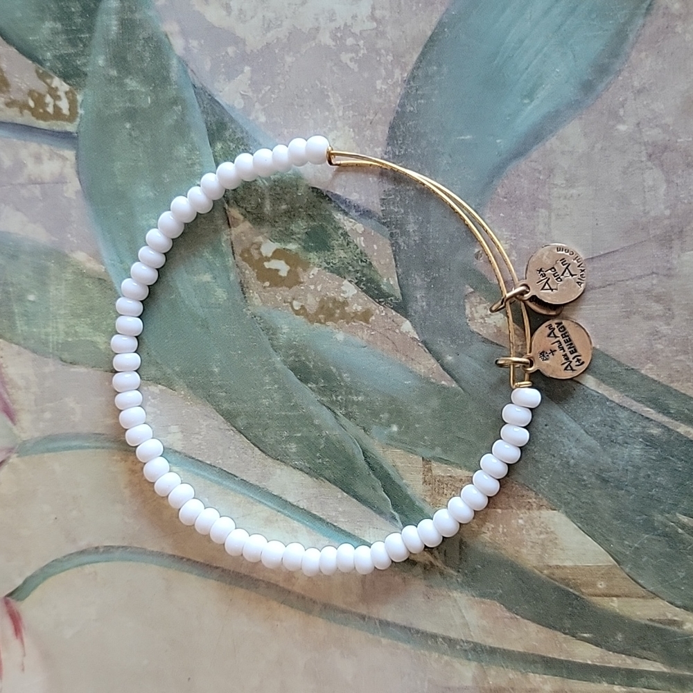 Alex + Ani Energy White Beaded Bangle Bracelet Made in the USA